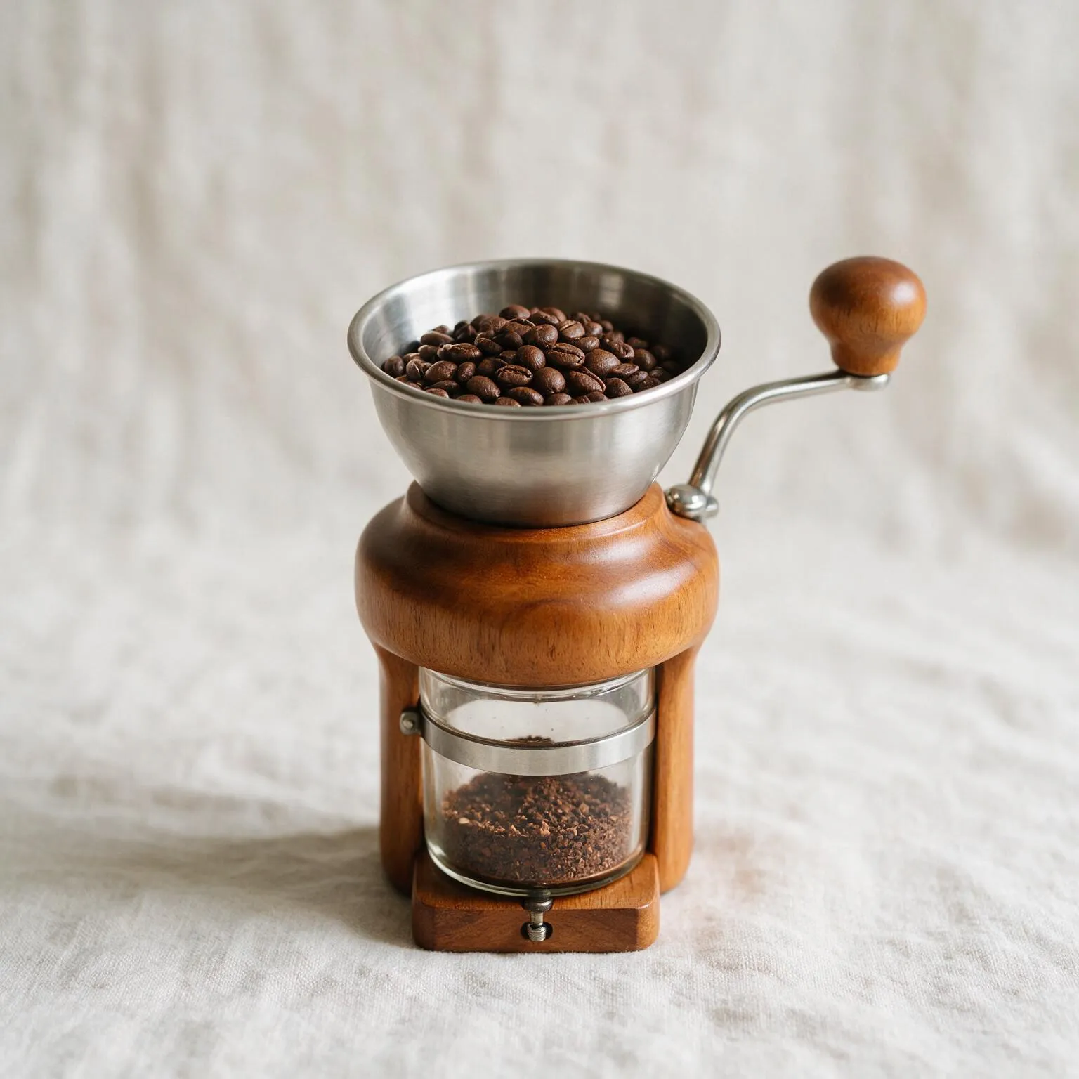 Kaffeemühle mit Auffangbehälter auf der Ladentheke